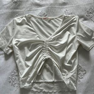 white lace tie up blouse